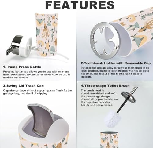 Bathroom Accessories 6-Piece Seashorse Set