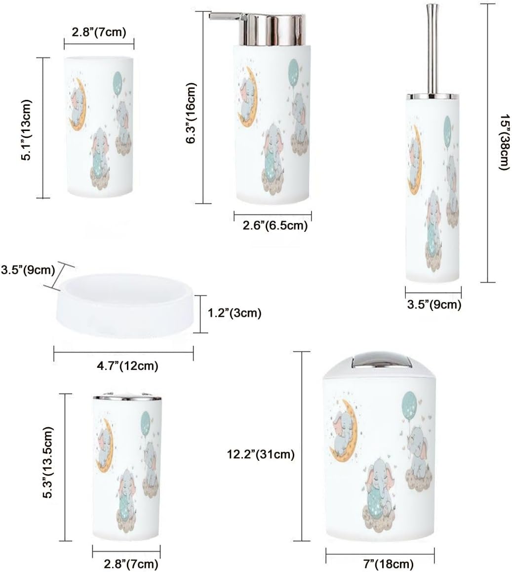 Stylish 6-Piece Bathroom Accessory Set with Bamboo Holder Toothbrush Cup