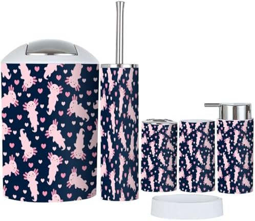 Cute Cartoon Axolotl Bathroom Accessory Set