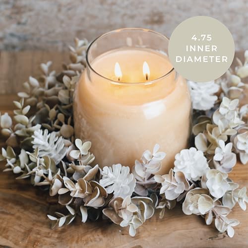 A Cheerful Giver Candleholder with Ashen Leaves and Fall Flowers