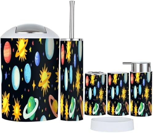 Bath Time Style Boho Space Celestial Meets 6-Piece Bathroom Accessory Set