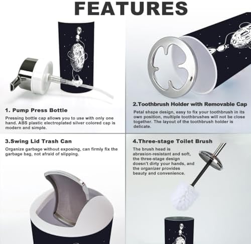 6-Piece Essential Bathroom Accessories Set for Home - Cute Astronaut Design