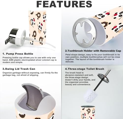 6-Piece Cute Panda Bathroom Organizer Set for Adults and Kids