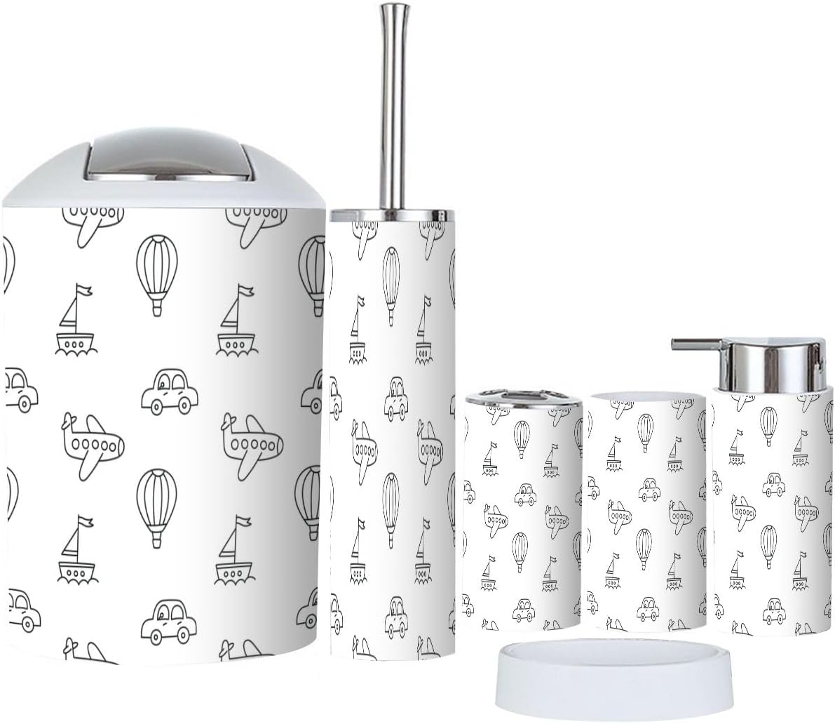 6-Piece Bathroom Accessories Set for Tidying Styling