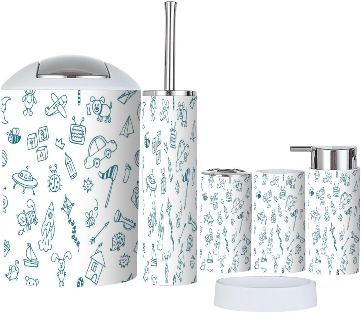 XNGJEMVWXO 6-Piece Bathroom Accessory Set for Boys