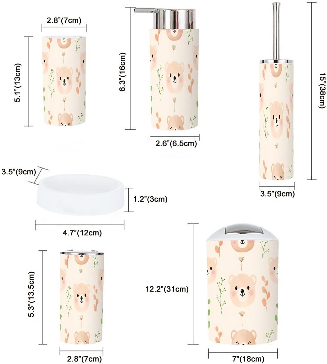 Cute Bears Bathroom Accessory Set 6 Piece