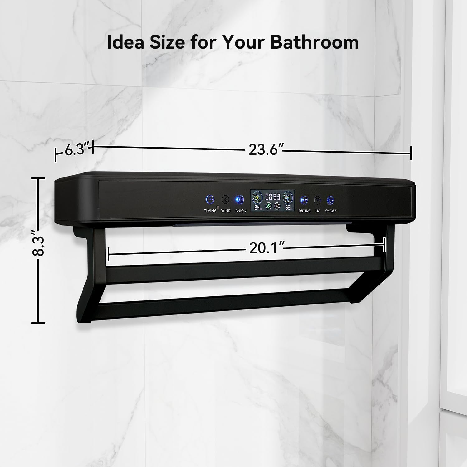 Electric Heated Towel Warmer Rack with Touch Screen and Air Purification