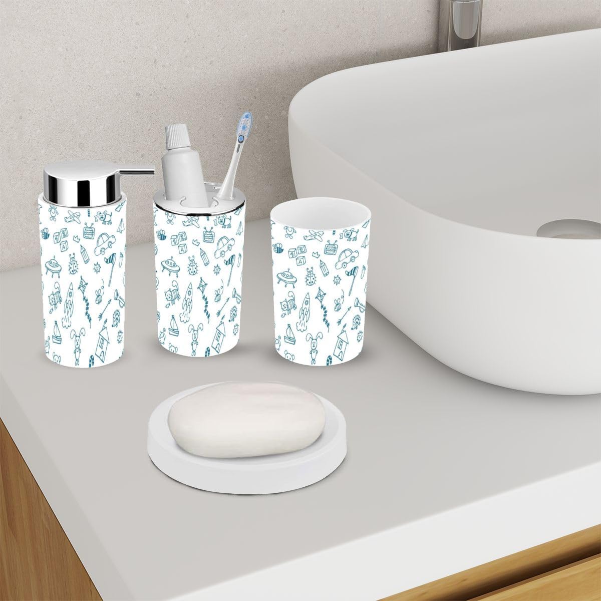XNGJEMVWXO 6-Piece Bathroom Accessory Set for Boys