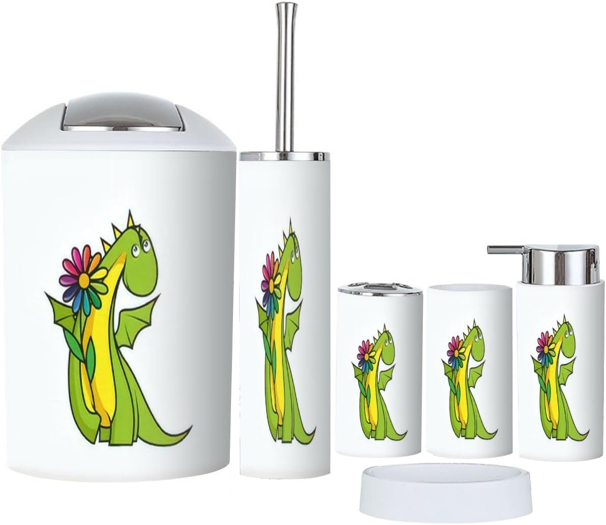 Stylish 6-Piece Bathroom Set Dragon Toothbrush Holder More Durable Functional Design