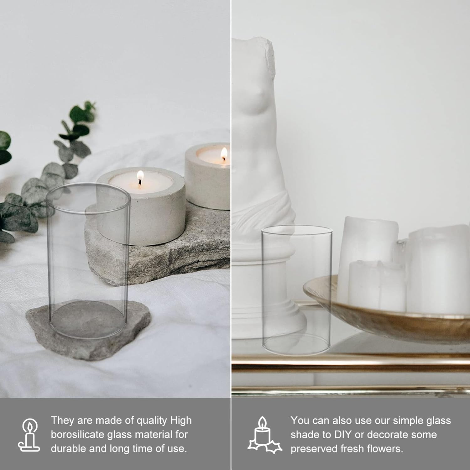 4pc Glass Candle Shade hurricane resistant