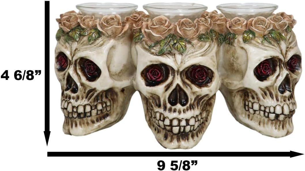 Ebros Gift Trio Gothic Rose Skulls fragrance holder