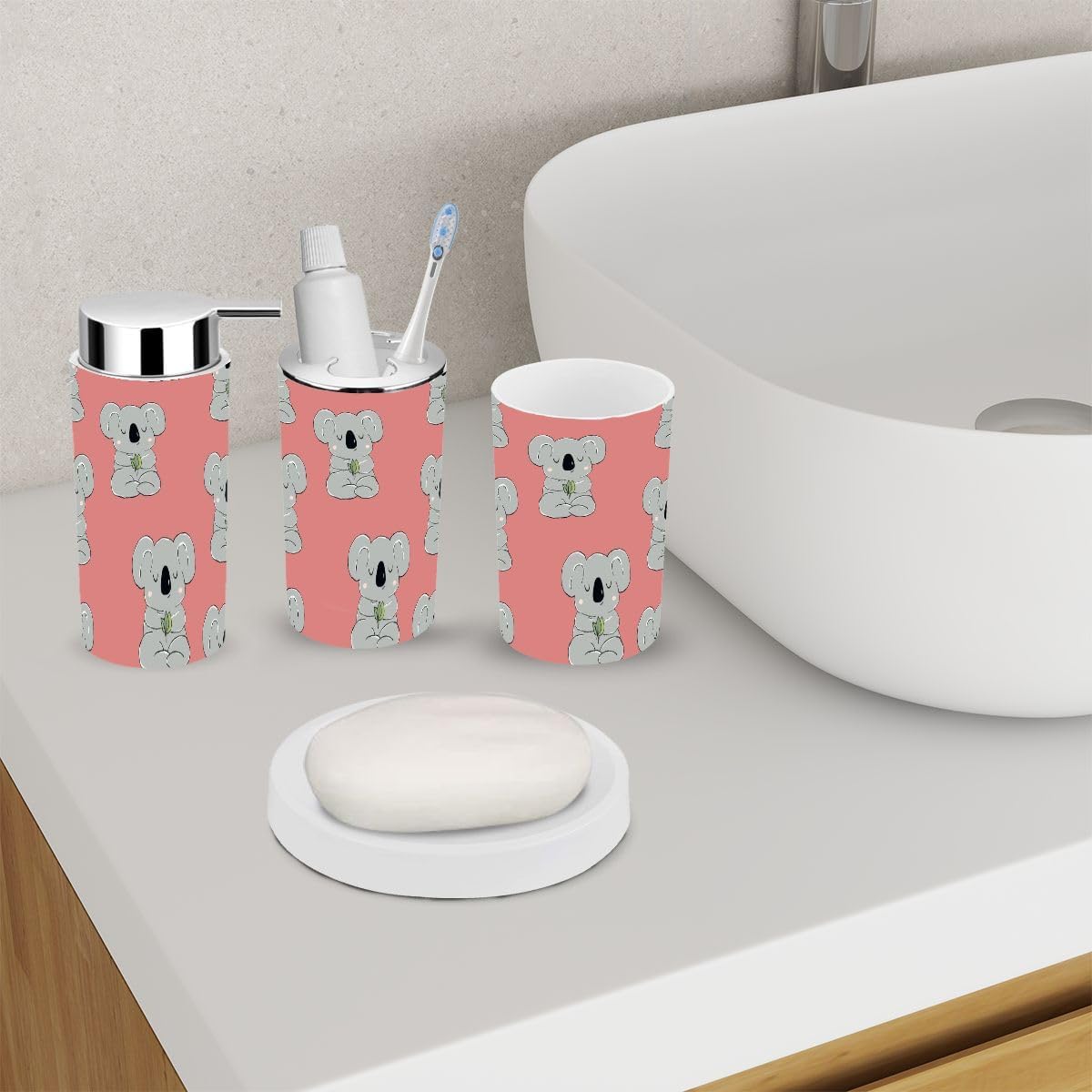 Bathroom Accessory Set - Cute Koala Australian Animal Set with 6 Pieces