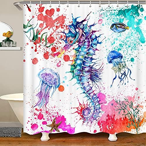 Tie-Dye Seashell Ocean Animal Shower Curtain 72x72 for Kids