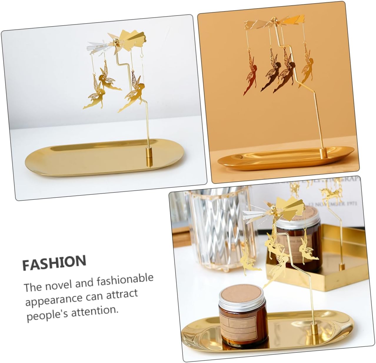 Stylish Golden Candle Bracket with Rotating Candle Support
