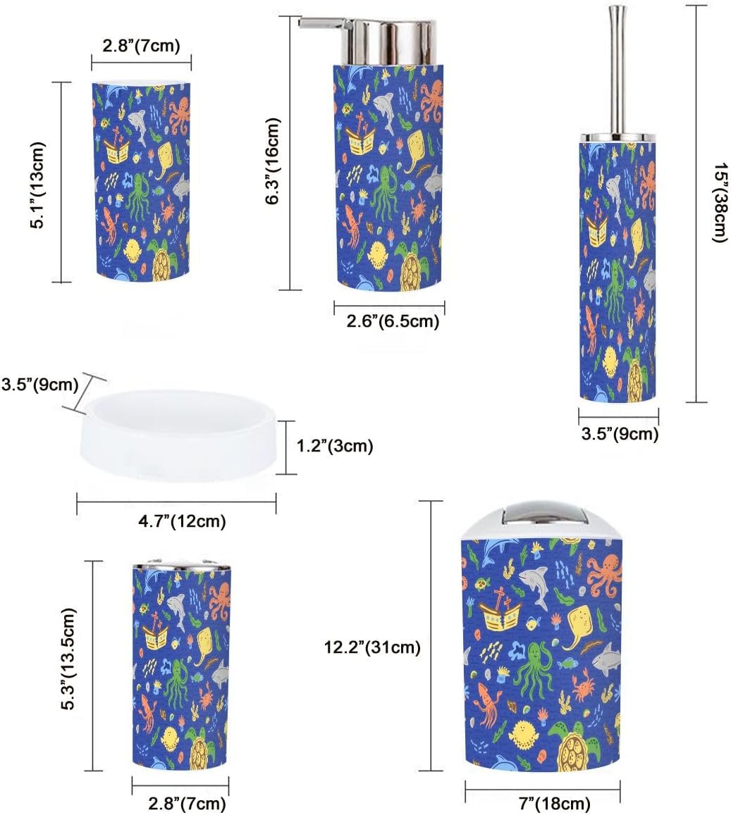 Nautical bathroom accessory set 6 piece kidscharacters for bathroom organizer