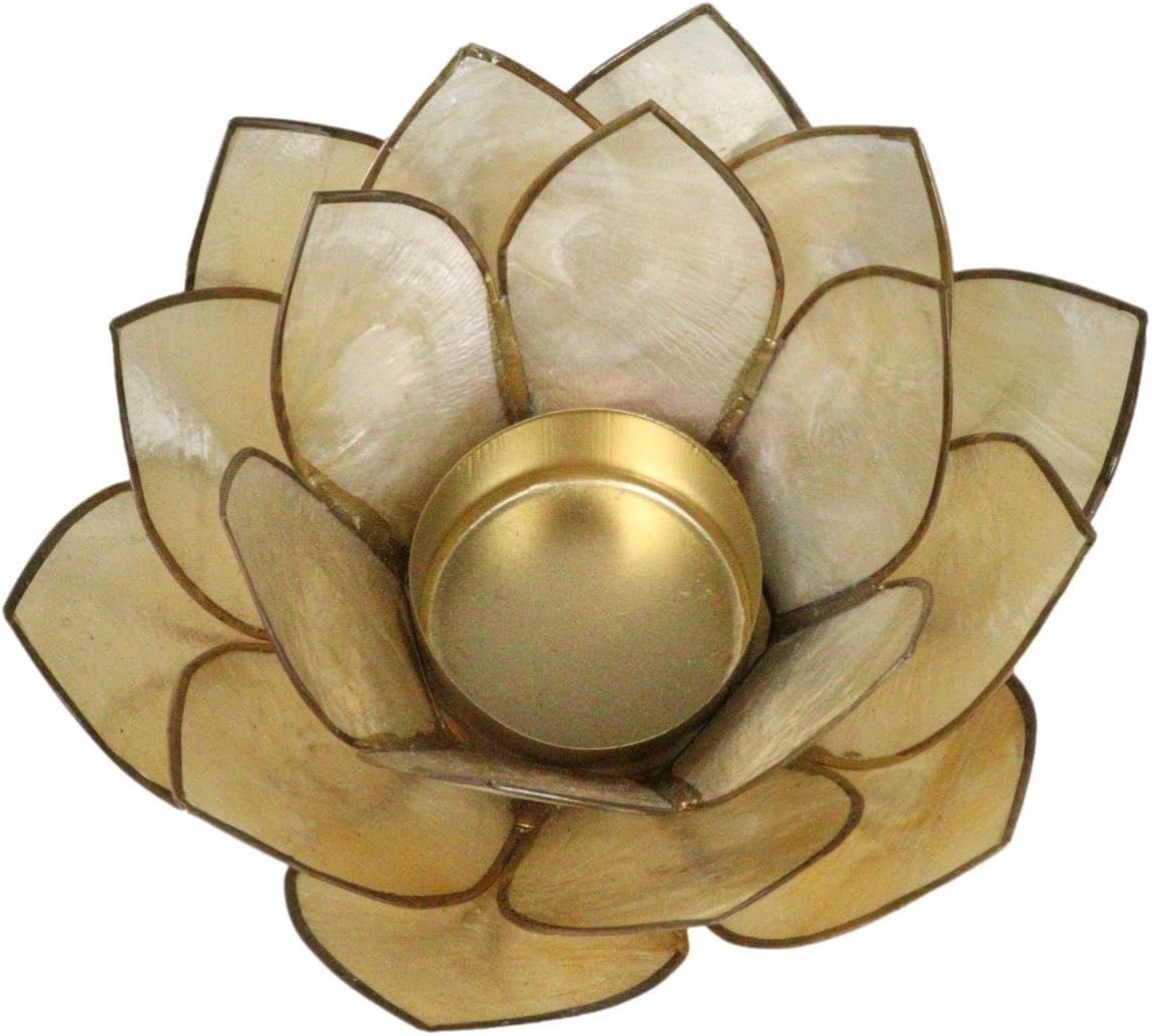 Ebros Hand Crafted Capiz Seashell Lotus Votive Candle Holder