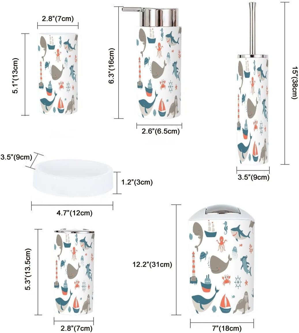 Bath Set 6-Piece Kids Big Ocean Classic Toothbrush Holder More