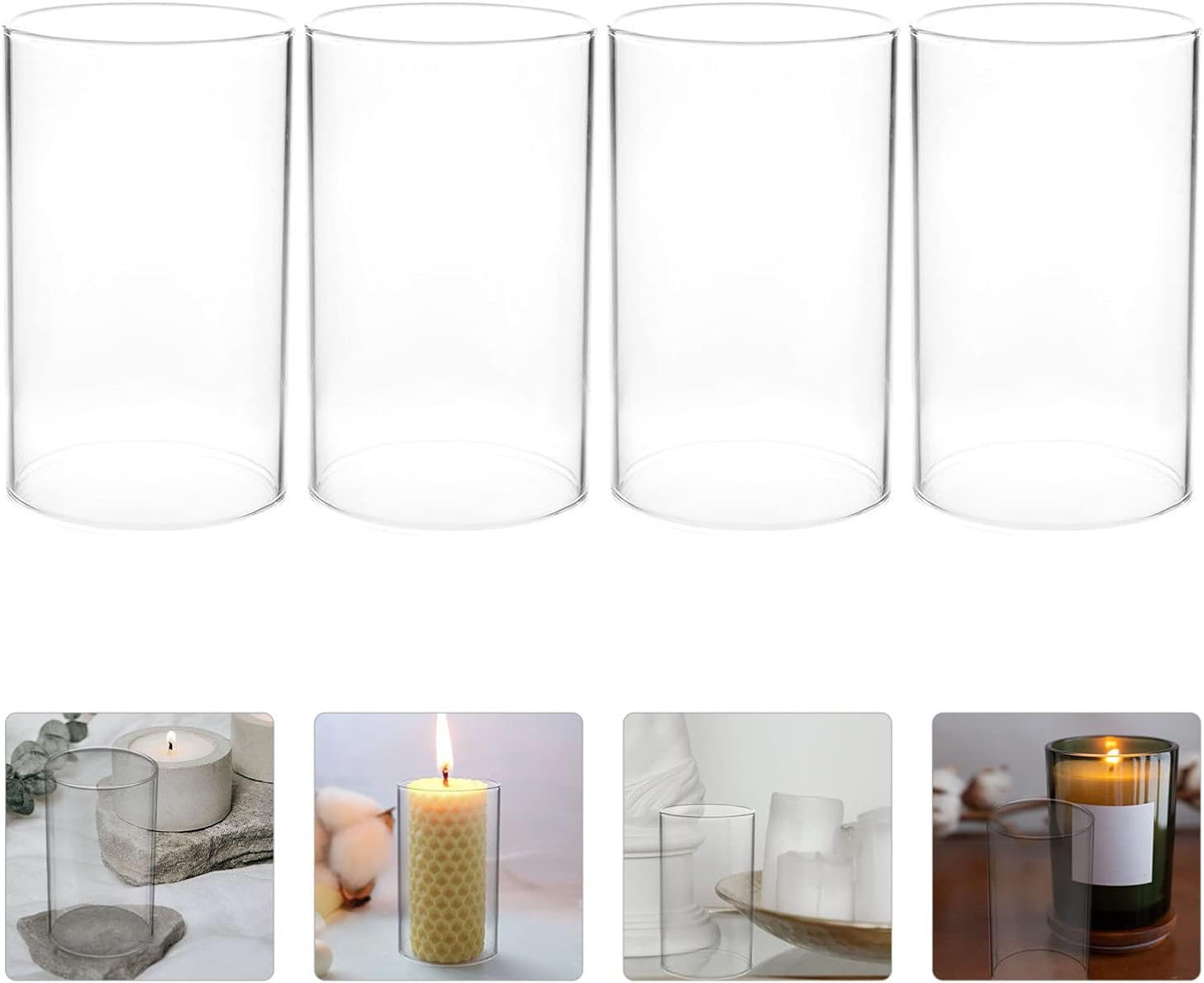 4pc Glass Candle Shade hurricane resistant