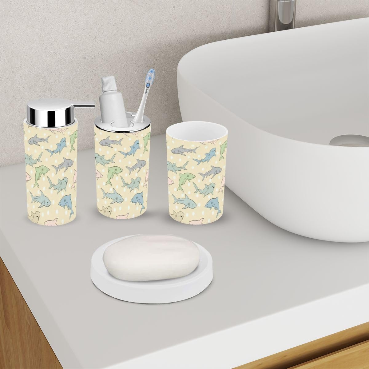Bathroom Accessory Set 6 Piece Shark