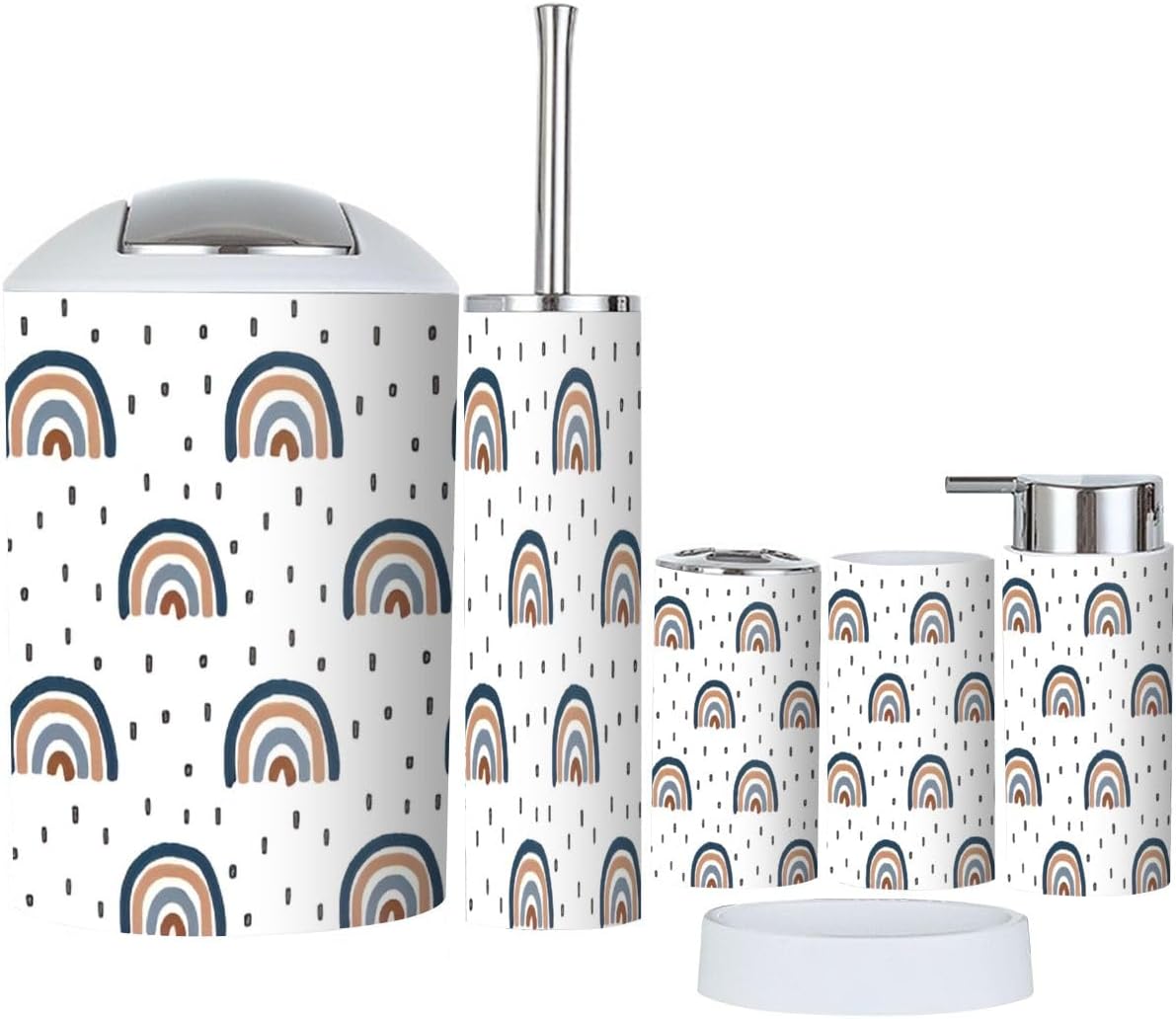 Cute Rainbow Bathroom Accessory Set 6 Piece