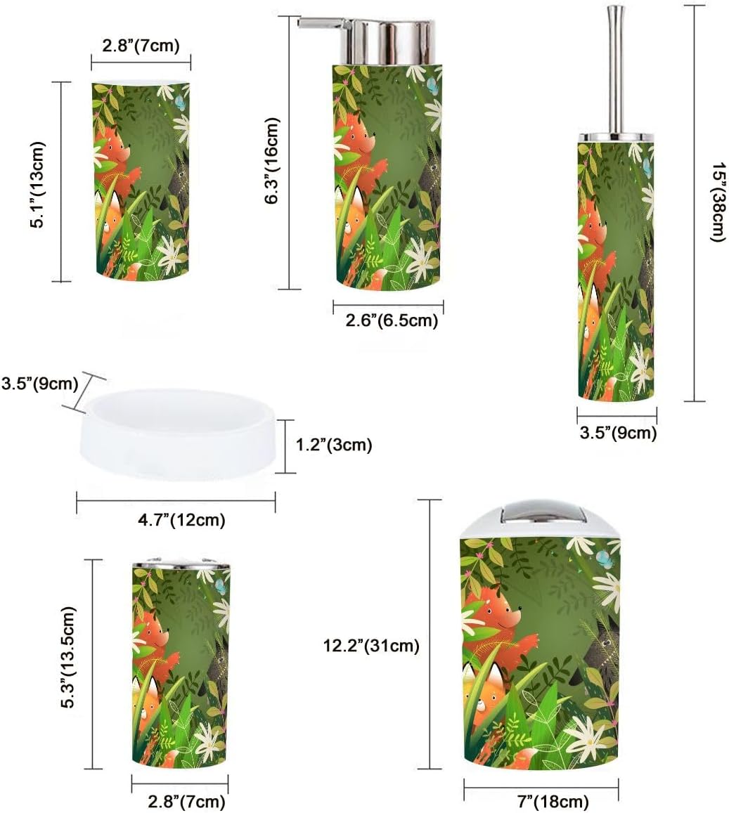 Cute Forest Animals Bathroom Accessory Set 6 Piece