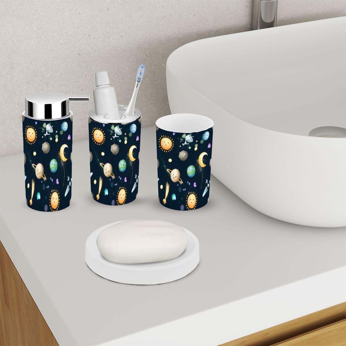Stylish 6-Piece Bathroom Set for Space Explorers Durable Functional