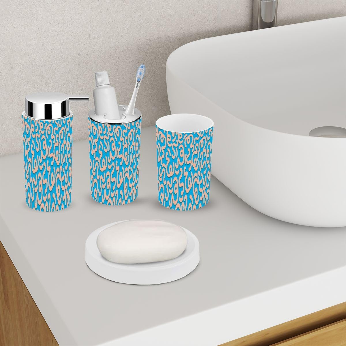 Fun Colorful Bathroom Accessory Set 6 Piece