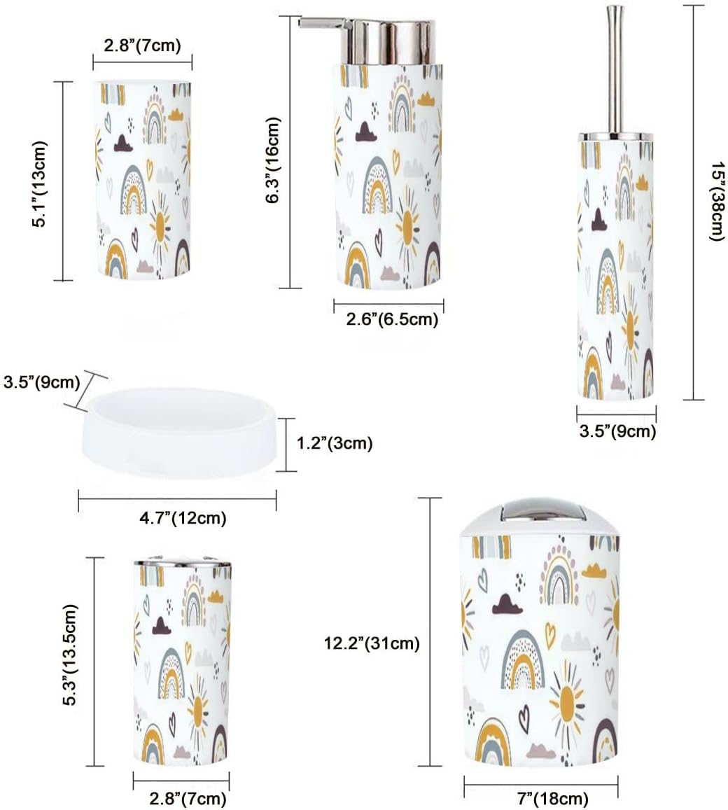 6-Piece Bath Accessory Set - Drawn Rainbows