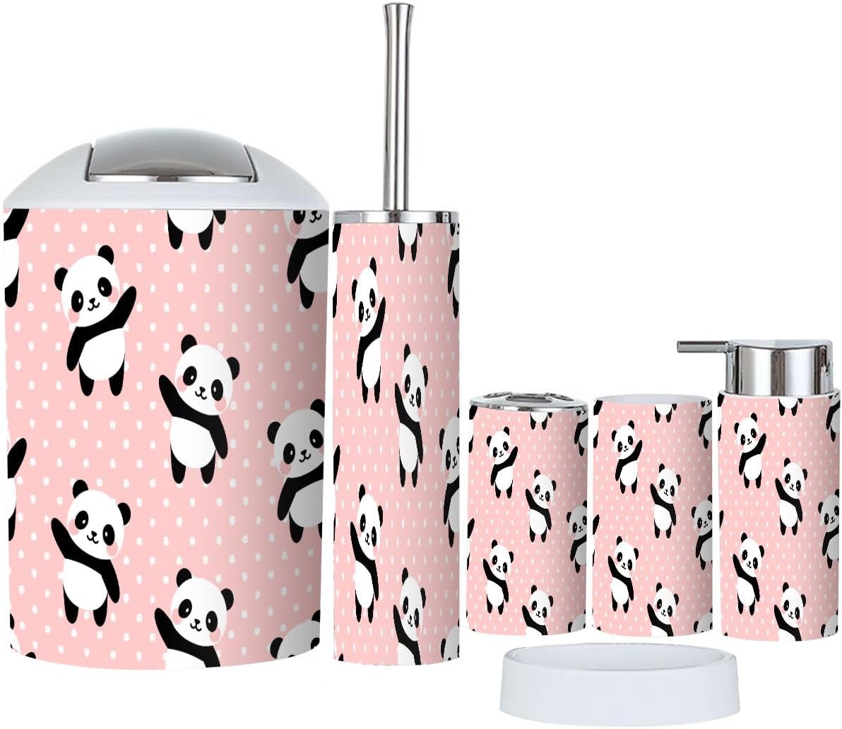 6-Piece Cartoon Panda Bath Accessory Set for Babies