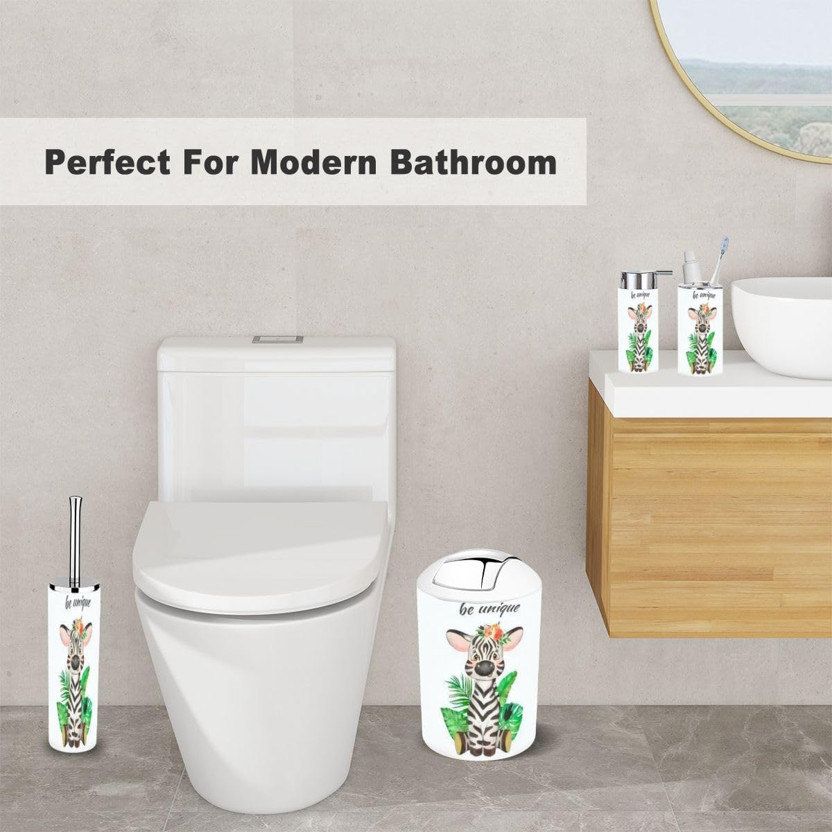 Bathroom Accessory Set - Cute Zebra Built for the Family