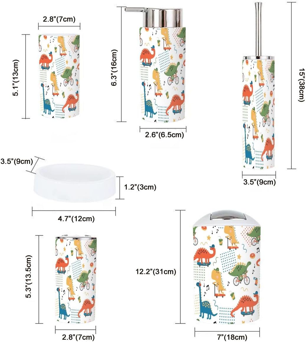 6-Piece Boho Dinosaur Bathroom Accessories Set for Kids