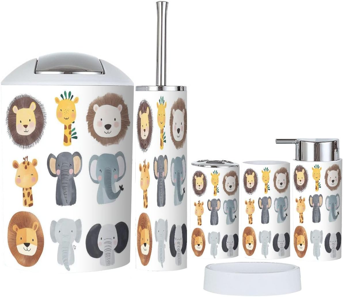 Wild Animals Bathroom Accessory Set 6 Piece