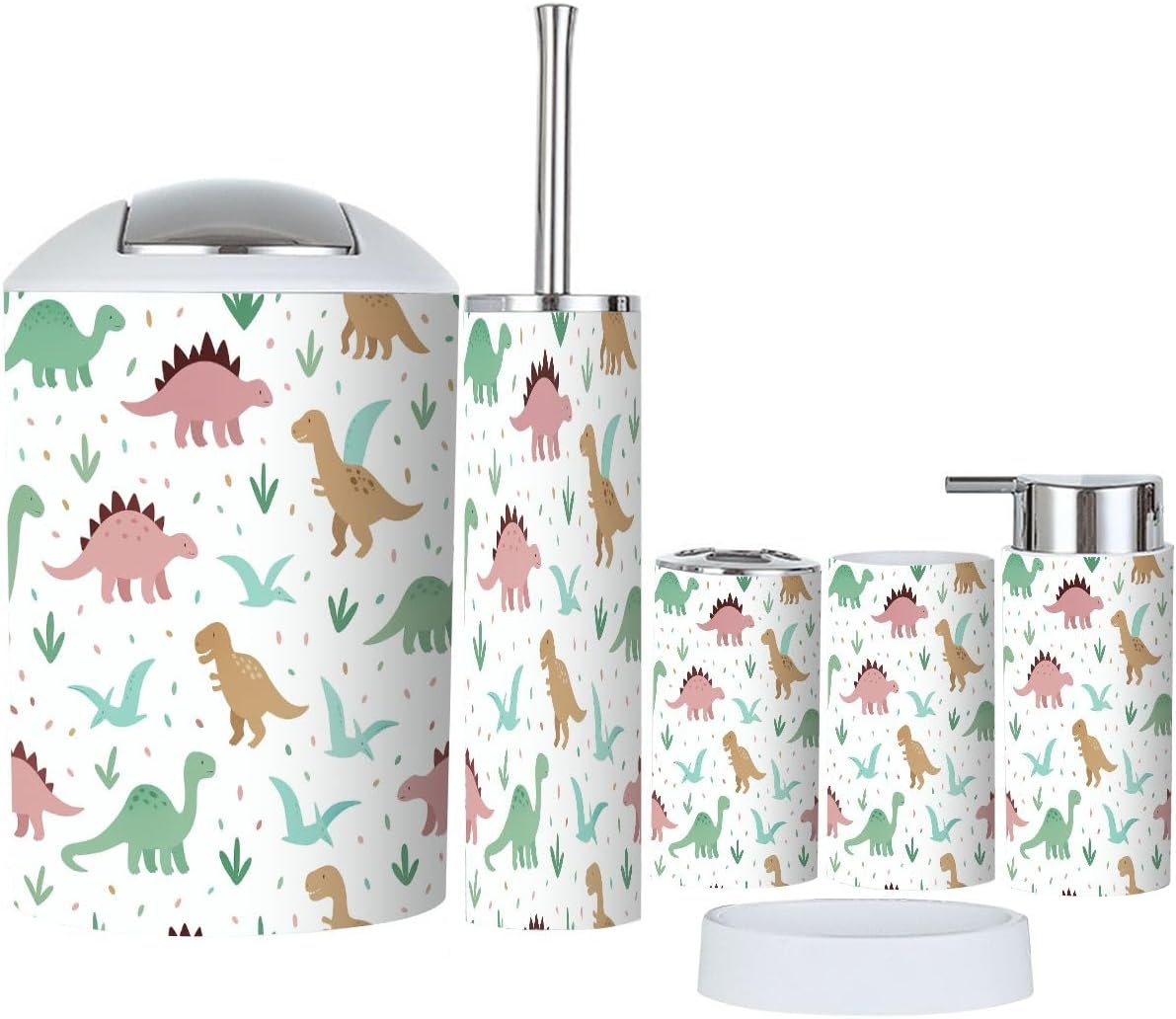 Bathroom Accessory Boho Dinosaurs Set 6 Piece