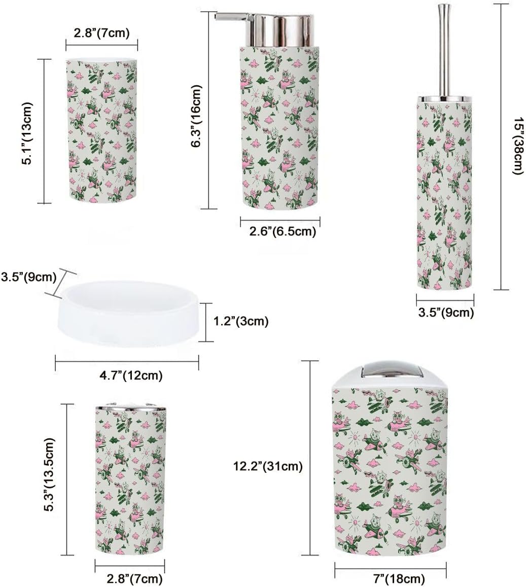 Stylish 6-Piece Durable Pvc Bathroom Accessories Set for Daily Use