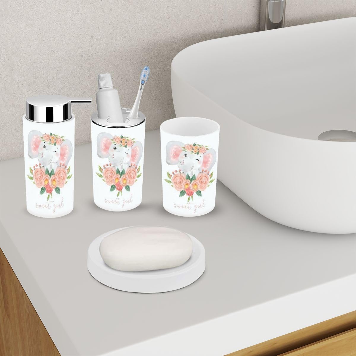 6-Piece Cute Baby Cute Girl Bathroom Accessories Set