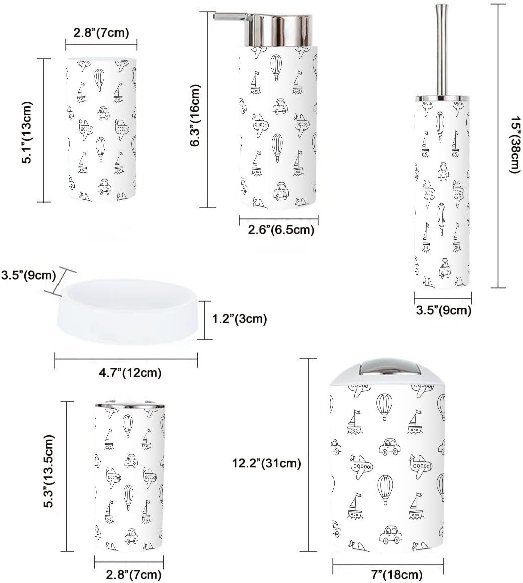 6-Piece Bathroom Accessories Set for Tidying Styling