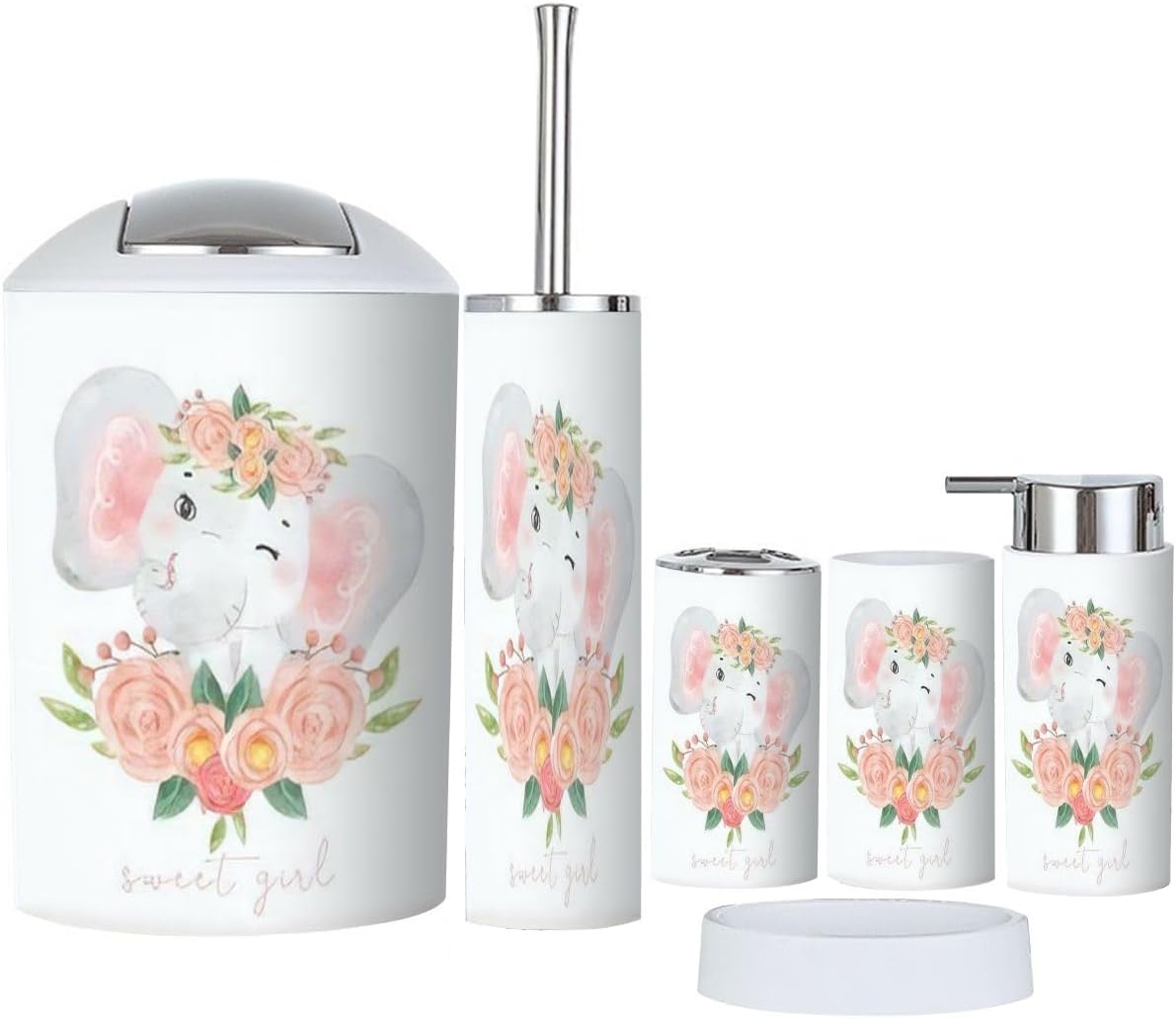 6-Piece Cute Baby Cute Girl Bathroom Accessories Set