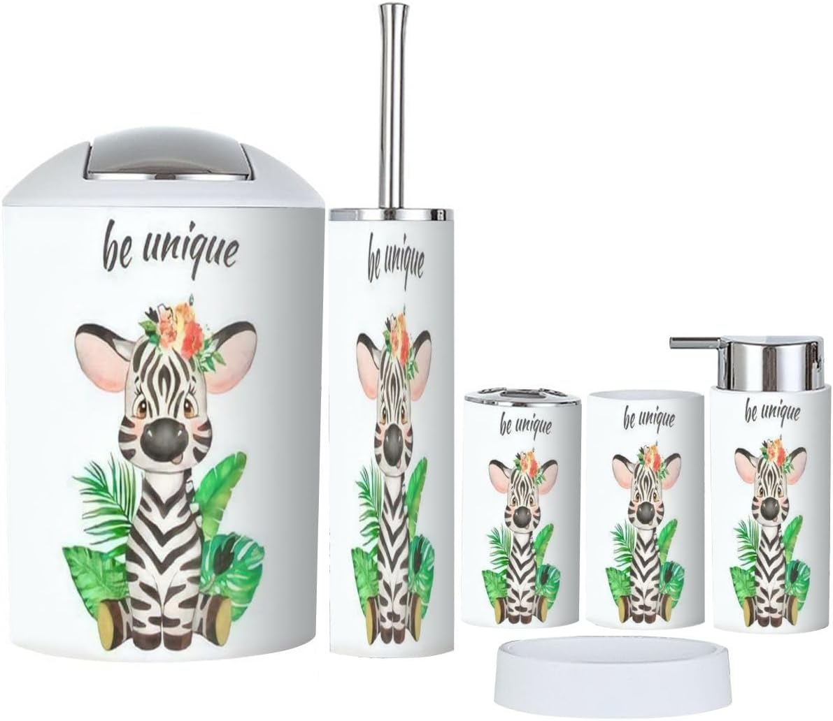 Bathroom Accessory Set - Cute Zebra Built for the Family