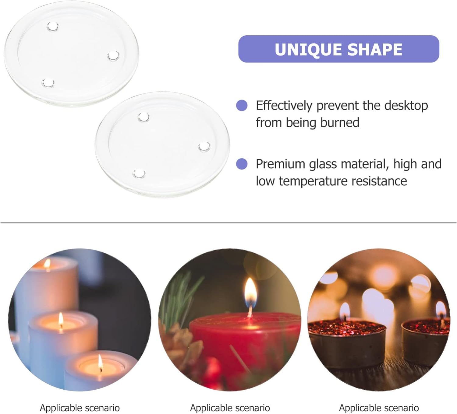 LIFKOME 2pcs Round Glass Candle Holder Set