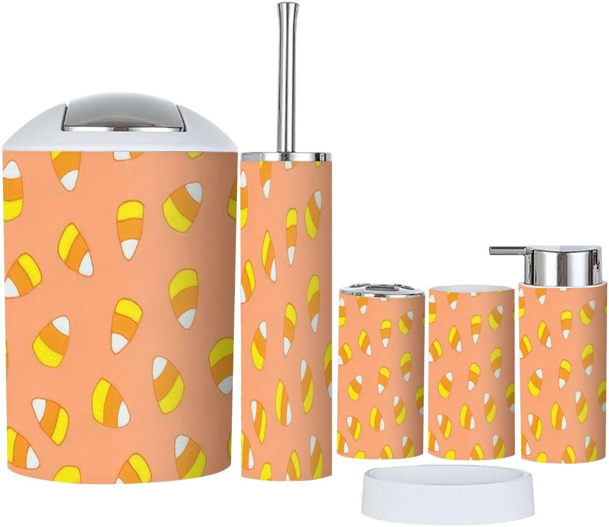 Halloween Hand-Drawn Doodle Style 6-Piece Bathroom Accessory Set