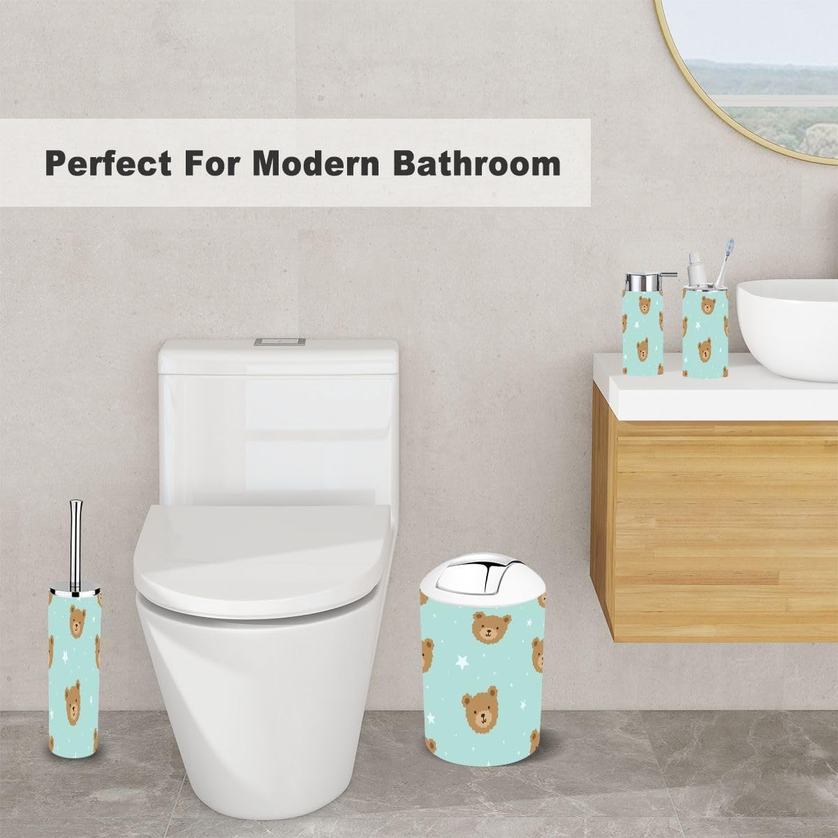 Cute Teddy Bear Bathroom Accessories Set
