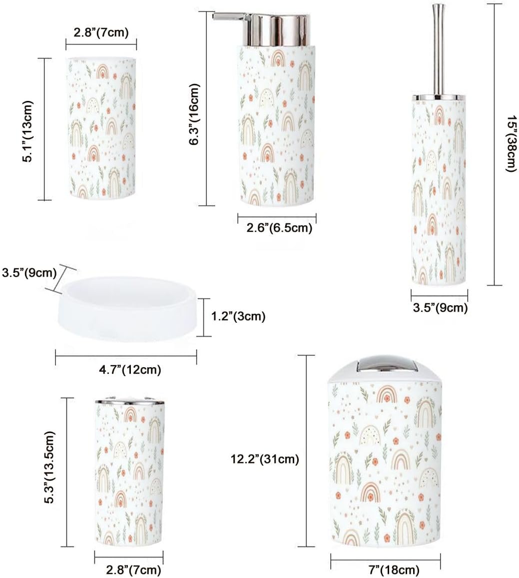 Rustic Bathroom Accessory Set 6 Piece Rainbow Decor