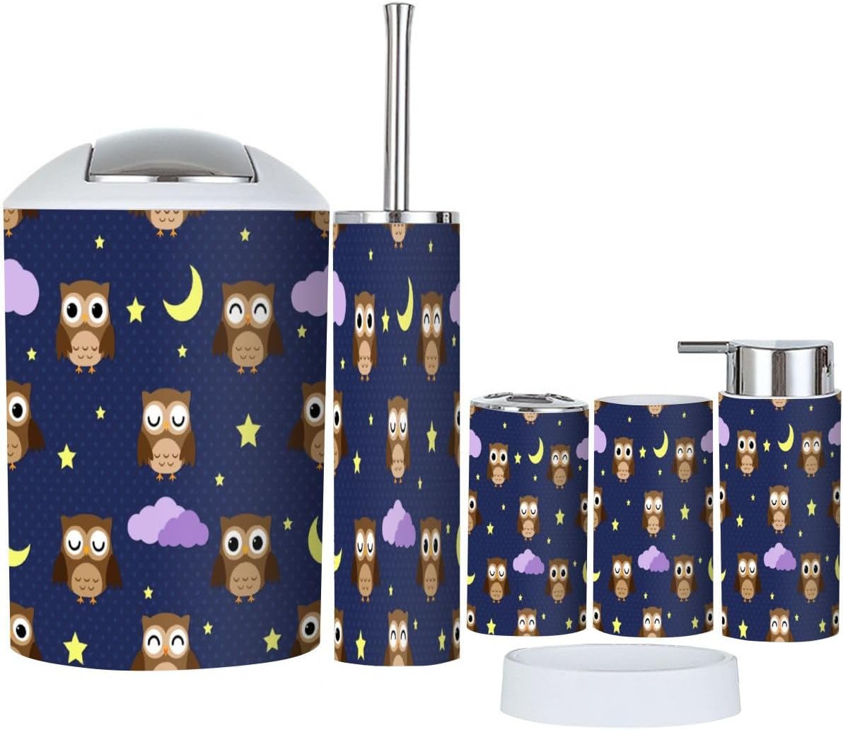 Bathroom Accessory Set 6-Piece Owl Home Decor