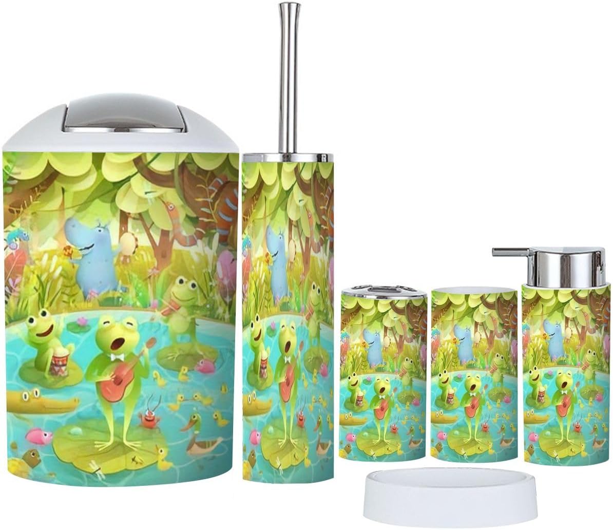 Sturdy Kids Bathroom Accessory Set with 6 Pieces - Durable Easy to Clean