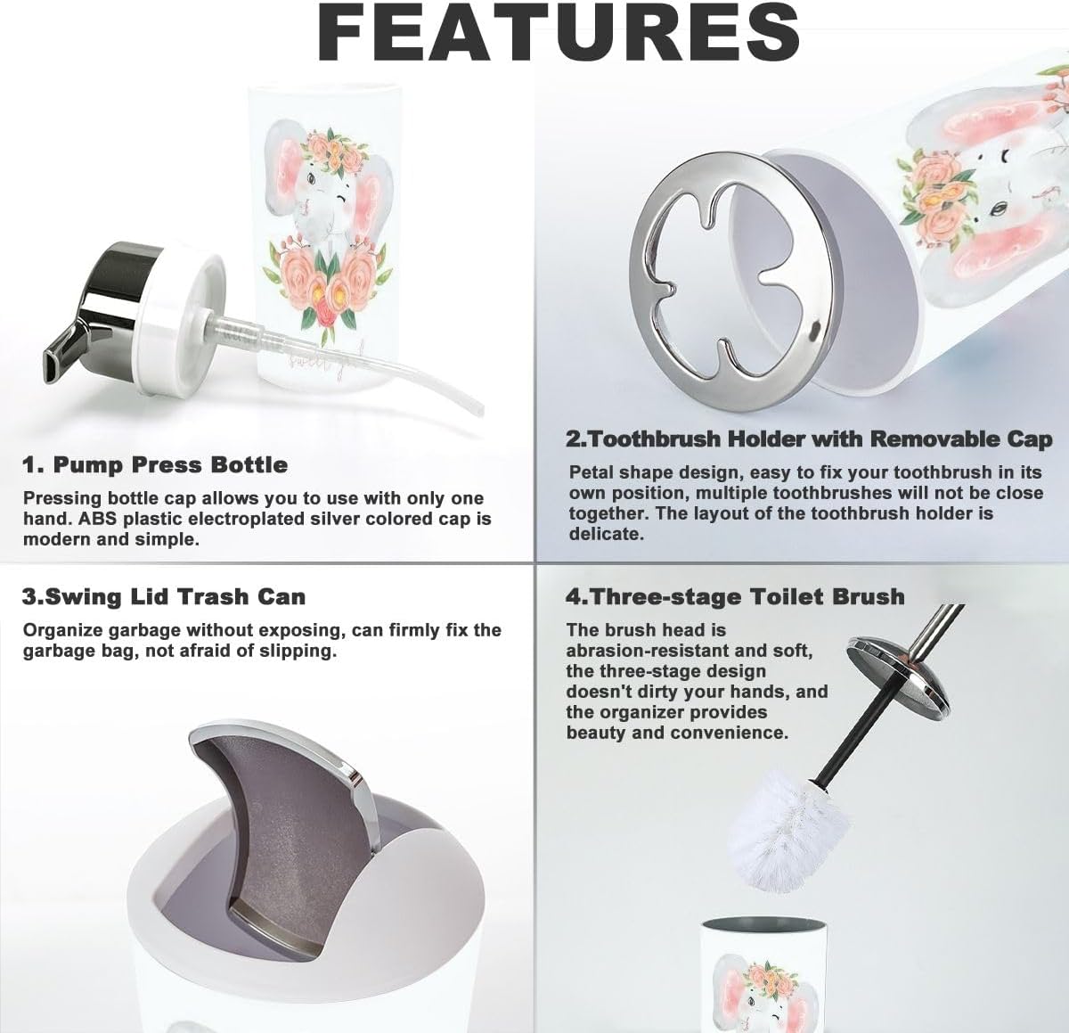 6-Piece Cute Baby Cute Girl Bathroom Accessories Set