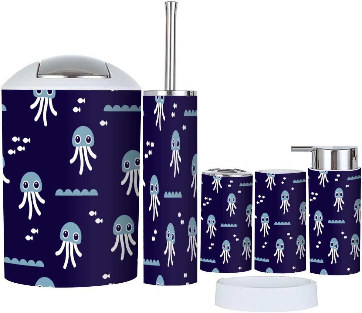 6-Piece Retro Jelly Fish Bath Accessories Set