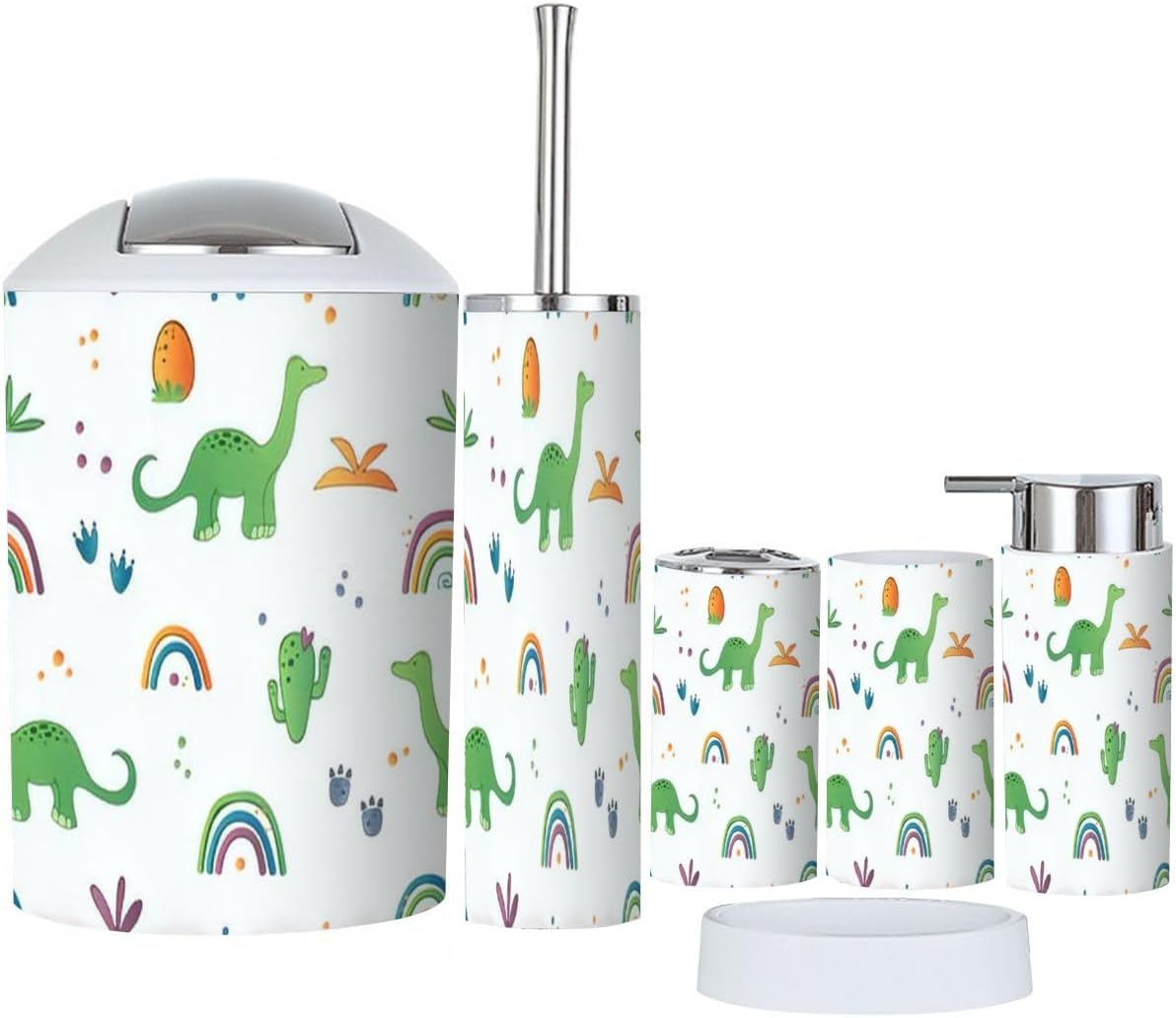 Bathroom Accessories Set Dinosaur Themed - Sealed Design Eco-Friendly