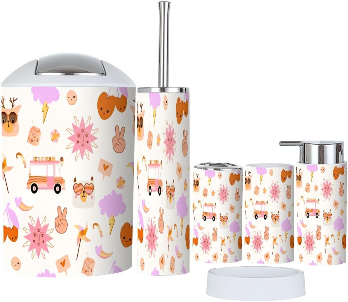 Bathroom Retro 70s 6-Piece Set Nostalgic