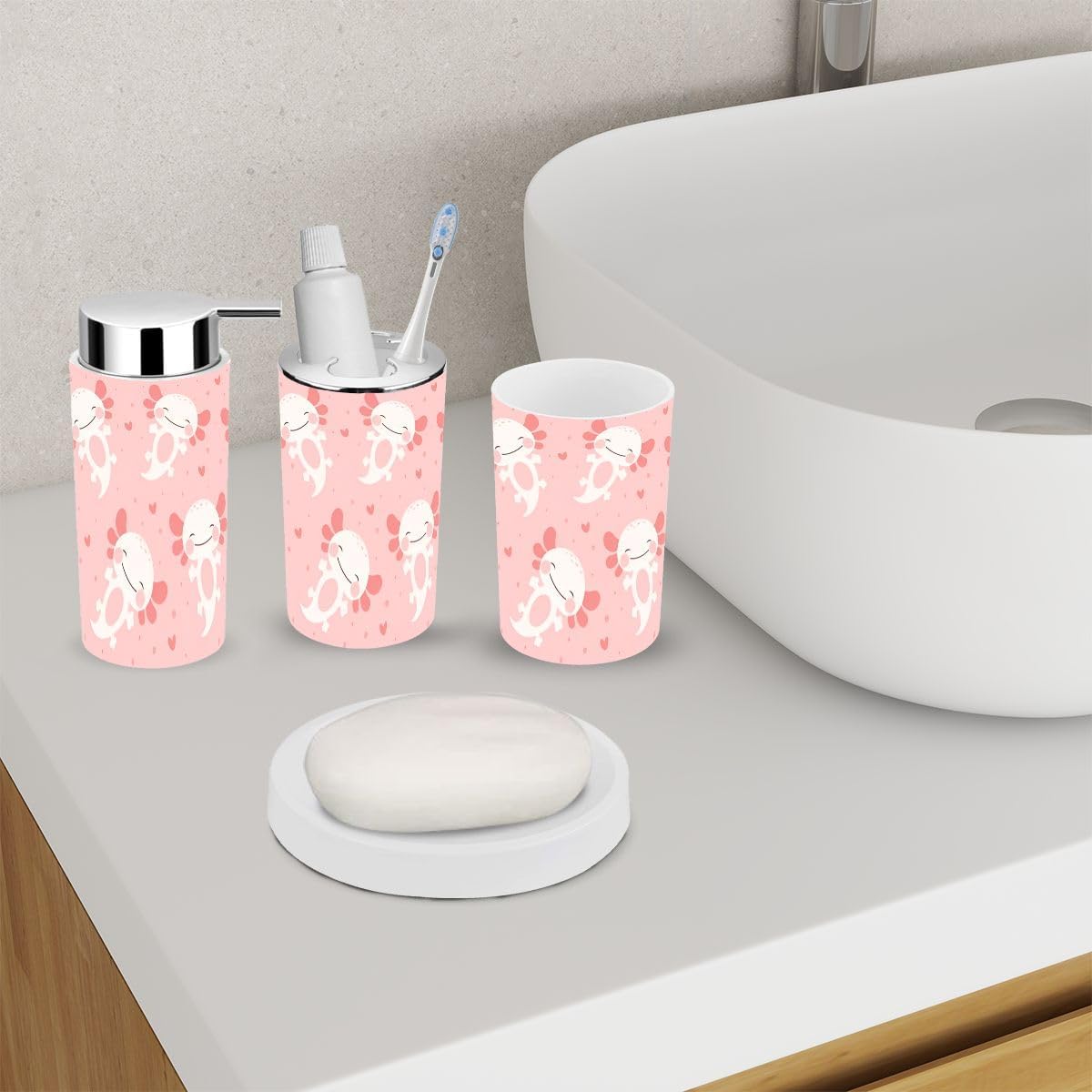 6 Piece Kawaii Bath Set with Cuteness for Your Bathroom