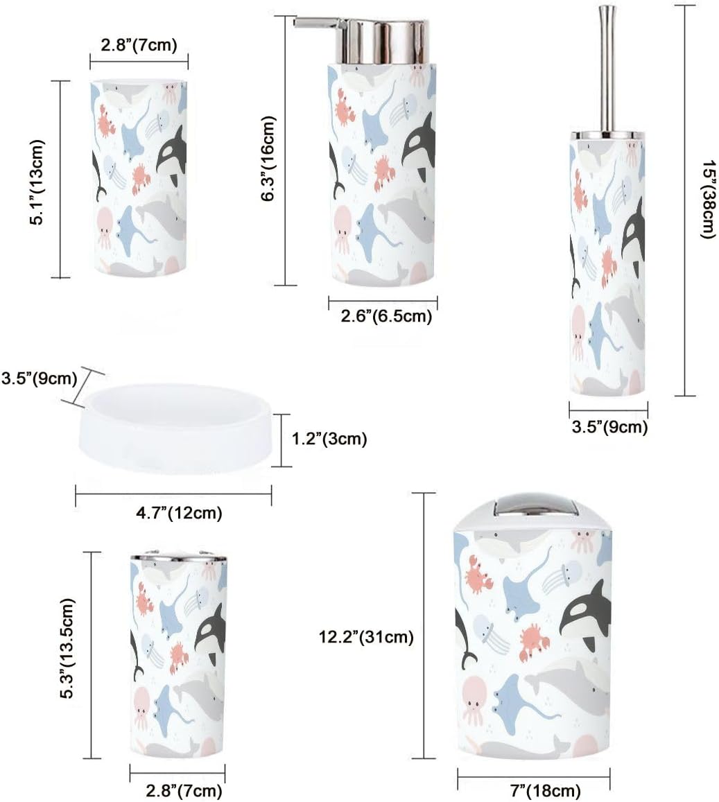Underwater Seemless Pattern Cartoon Bath Set for Kids